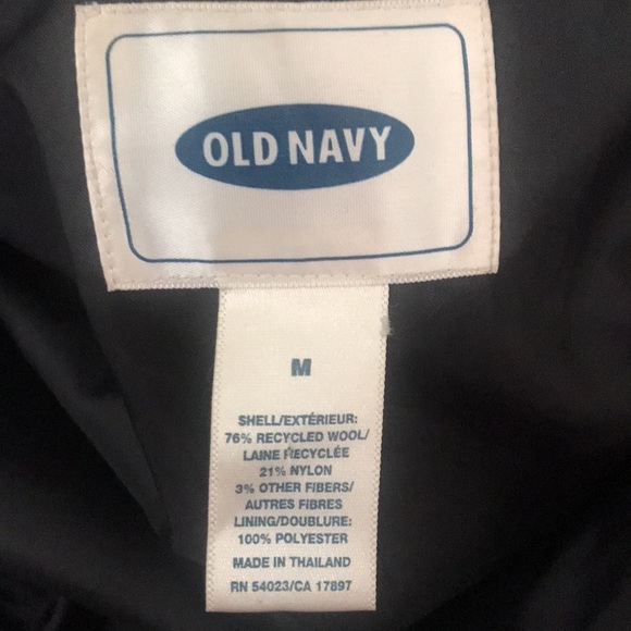Vintage Old Navy recycled wool zip up black jacket with hoodie size M rare find! - Picture 9 of 11